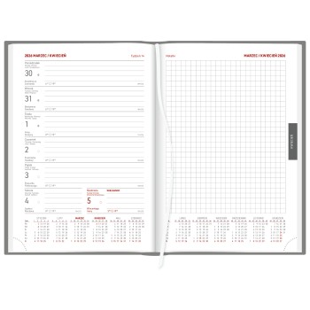 Kalendarz A5 Aluminium STANDARD tygodniowy z notesem p.biały 237 A5TNB srebrny Wokół Nas