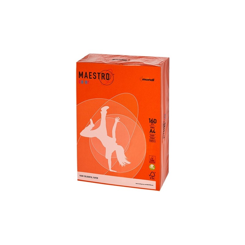 Papier ksero A4 160g MAESTRO COLOR OR43 orange intensive (250ark)