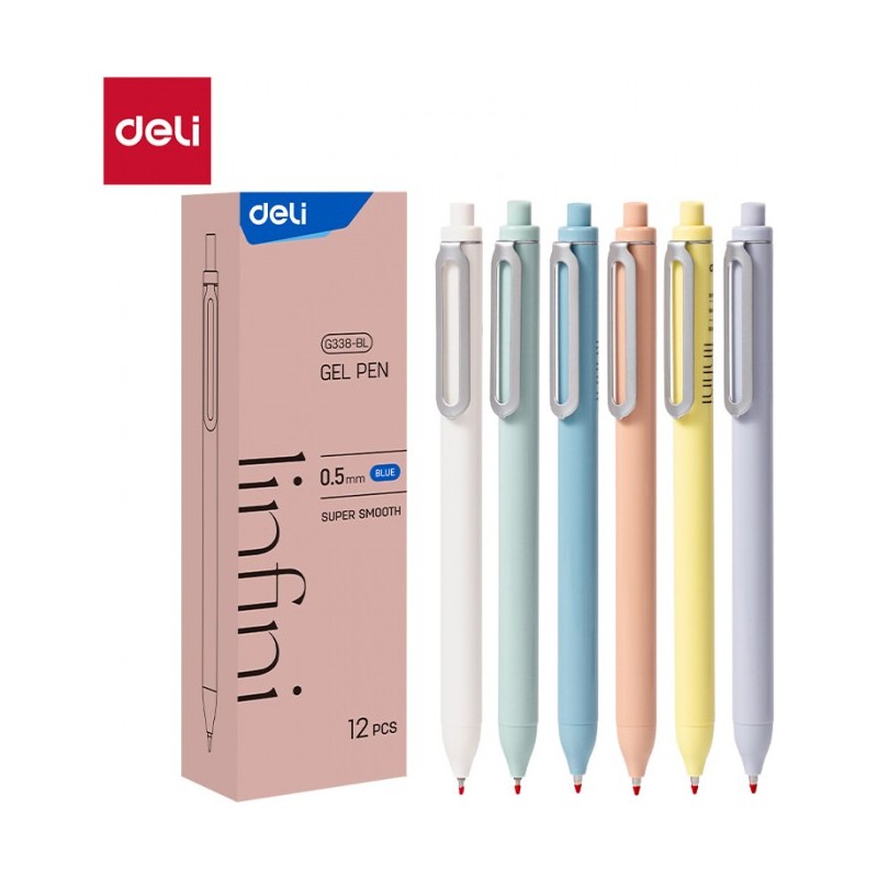 Długopis żelowy Super Smooth niebieski Linfini mix kolorów obudowy EG338-BL DELI