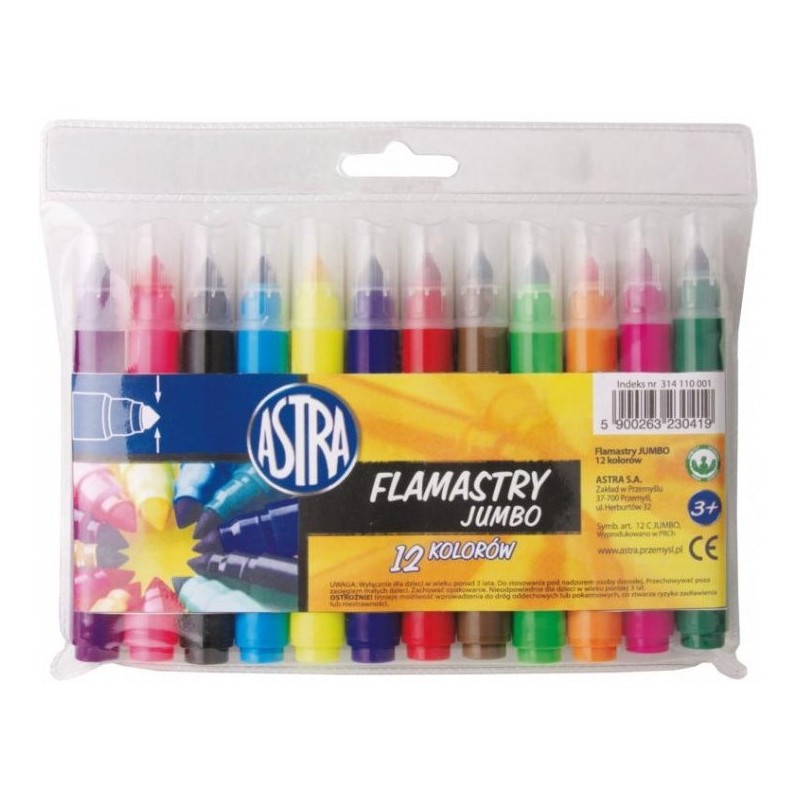Flamastry JUMBO 12 kolorów 314110001 ASTRA