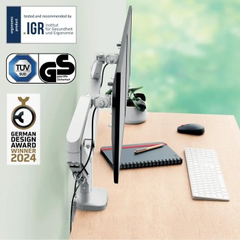 Ramię na dwa monitory Leitz Ergo oszczędzające miejsce na biurku 65370085