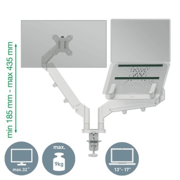Ramię na monitor i laptopa Leitz Ergo oszczędzające miejsce na biurku 65380085