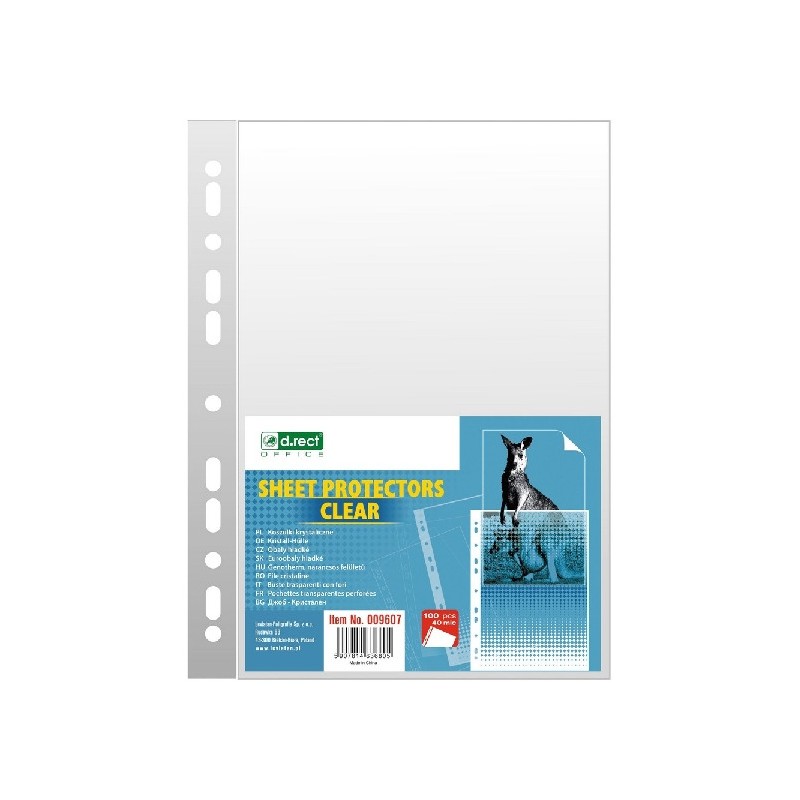 Koszulka krystaliczna A4 40mic (100szt.) w folii D.RECT 009607