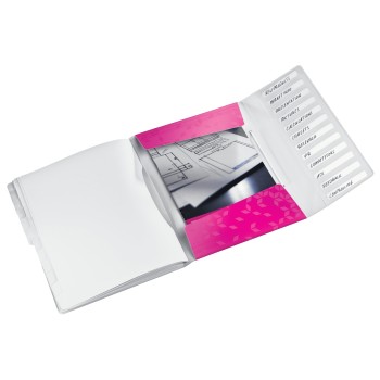 Teczka z gumką 12 przegródek A4 200k różowa 46340023 LEITZ WOW