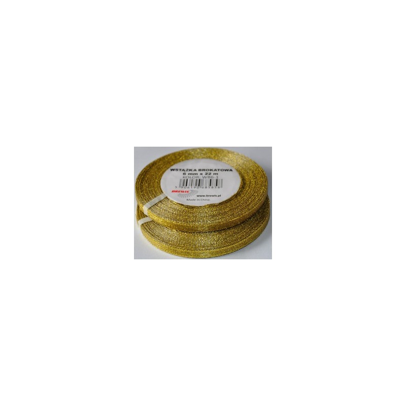 Wstążka brokatowa złota 6mm WB6-1 BREWIS