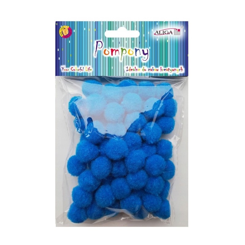 Pompony POM-404 niebieskie 2cm op.60szt. ALIGA