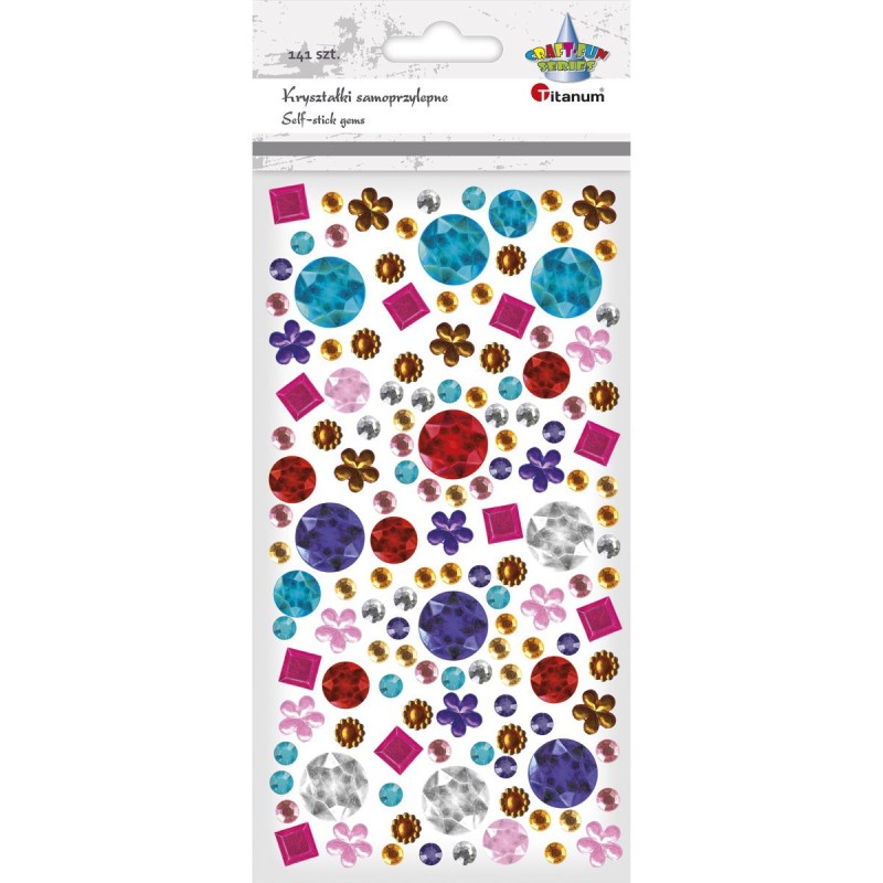 Kryształki samoprzylepne MIX wzorów, rozm, kolorów 9,8x18,3cm 460229 TITANUM