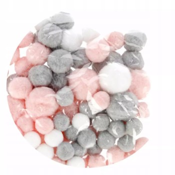 Pompony mix kolorów i rozmiarów pastelowe 90szt. CRAFT WITH FUN 501476