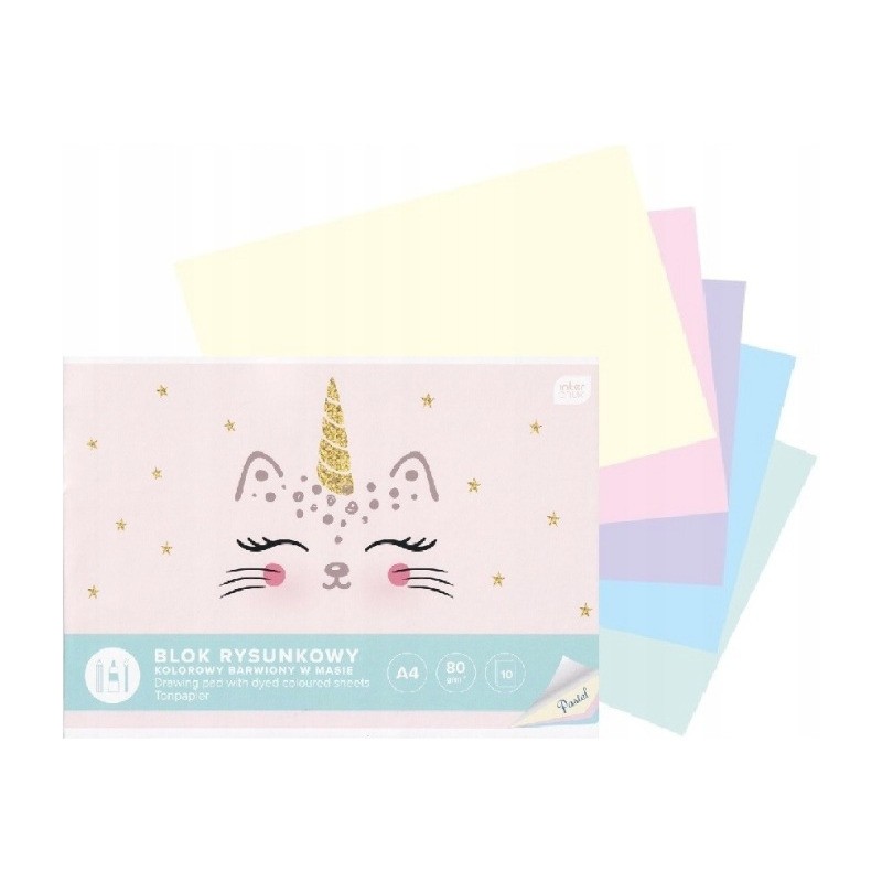 Blok rysunkowy A4 kolor 10k Pastel INTERDRUK