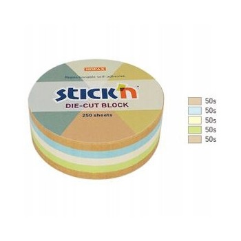 NOTES KOŁO, 67X67MM, MIX 5 KOL. PASTEL+RECYKLING 250KART. 21831