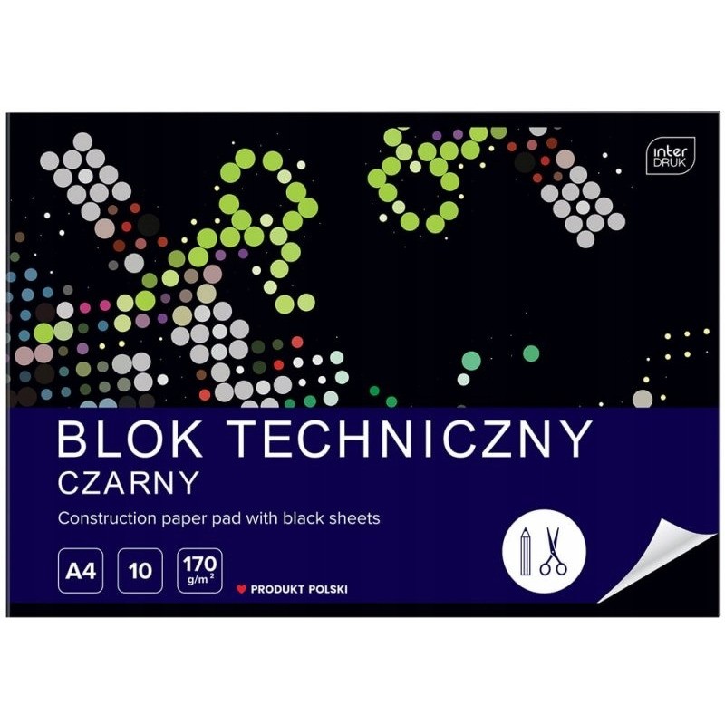 Blok techniczny A4 10k czarny INTERDRUK