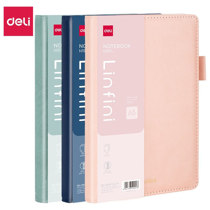 Notes A5 144k linia w skórzanej oprawie Linfini mix kolorów EN157L DELI