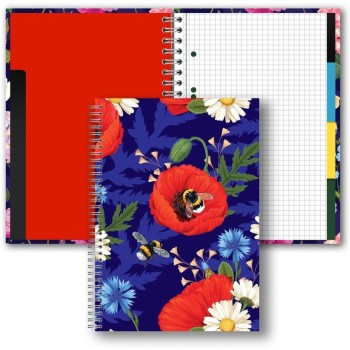 Brulion B5 w twardej oprawie w spirali z przekładkami 160k kratka Maki TT9409 PENMATE