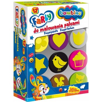 Farba dla dzieci do malowania palcami Zestaw 12 kolorów x 15ml BAMBINO St.Majewski