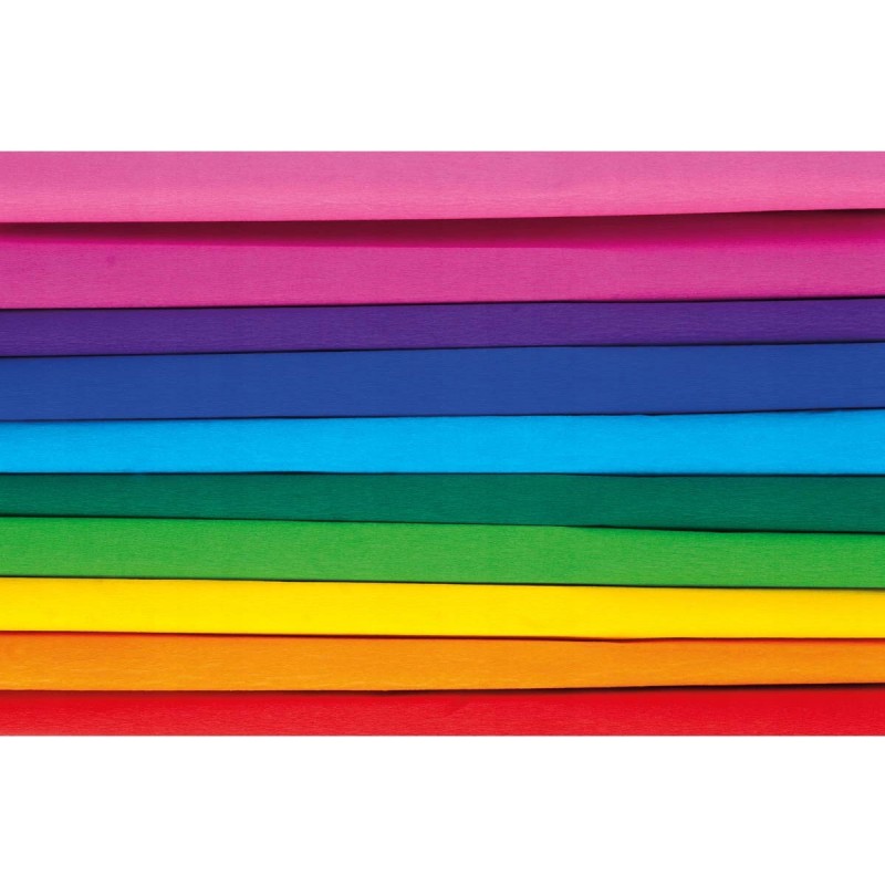 Bibuła marszczona 25 x200cm - TĘCZA - MIX 10 kolorów, 10 rolek, Happy Color