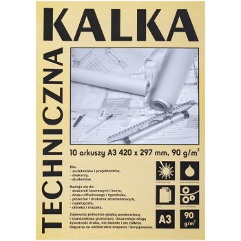 Kalka kreślarska techniczna A3 90g. 10 arkuszy DA3910 KOH-I-NOOR