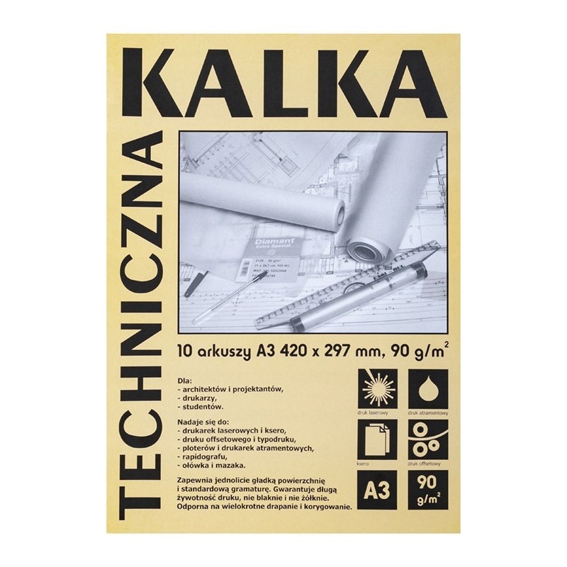 Kalka kreślarska techniczna A3 90g. 10 arkuszy DA3910 KOH-I-NOOR