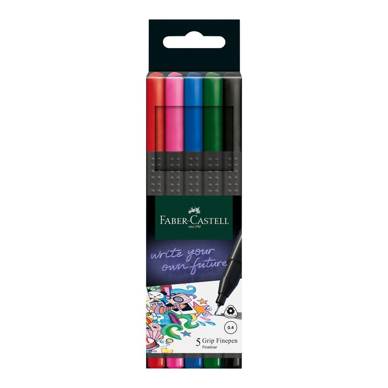 Cienkopisy GRIP 5 kolorów podstawowych 151604 FABER-CASTELL
