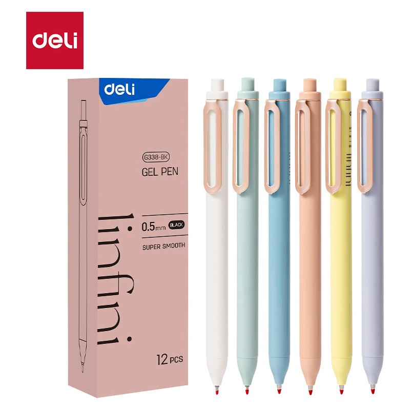 Długopis żelowy Super Smooth czarny Linfini mix kolorów obudowy EG338-BK DELI