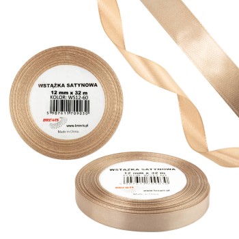 Wstążka satynowa 12mm/32m WS12-60 tan BREWIS