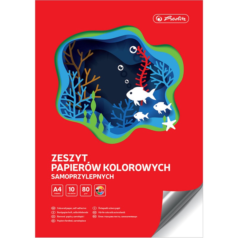 Zeszyt papierów kolorowych samoprzylepny A4 10k 80g. 400201900 HERLITZ