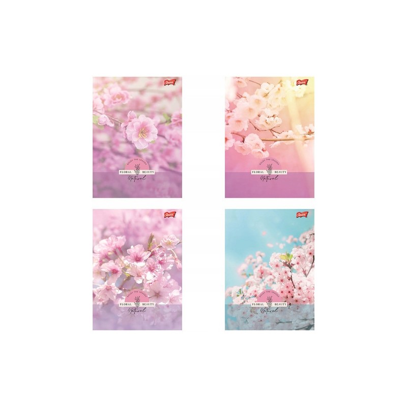Zeszyt A5 60k kratka 70g/m2 laminowany FLORAL BEAUTY lakier miejscowy UNIPAP