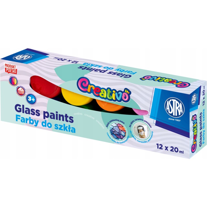 Farby do szkła 12kol. x 20ml 301124007 ASTRA