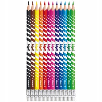 Kredki trójkątne ścieralne z gumką 12 kolorów OOPS 832812 COLORPEPS MAPED
