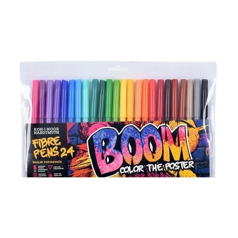 Flamastry szkolne 24 kolory w etui BOOM 771022BD07 KOH-I-NOOR