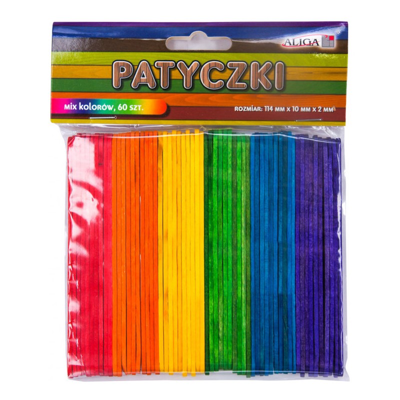 Patyczki 6 kolorów 114x 10x2mm (60szt.) ALIGA PK-3274