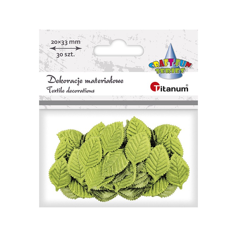 Liście materiałowe 20x33mm jasnozielone 30szt. 307729 TITANUM
