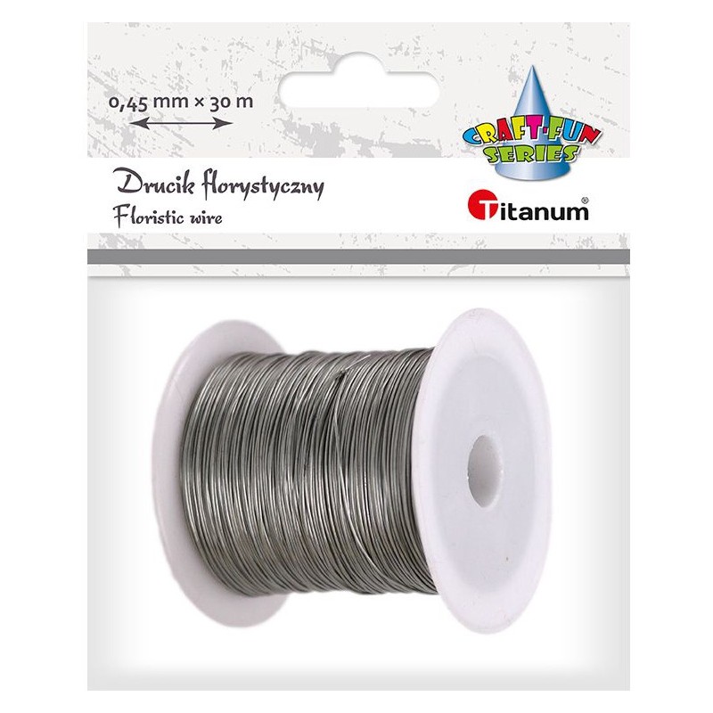 Drucik florystyczny 0,45mm x 30m srebrny 339370 TITANUM