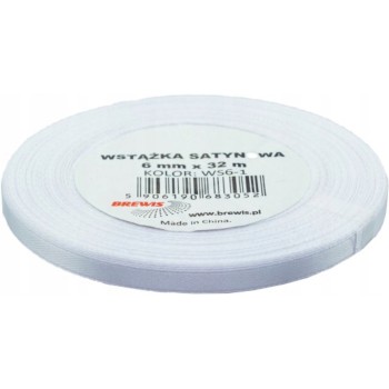 Wstążka satynowa 6mm/32m biała ws6-1 BREWIS