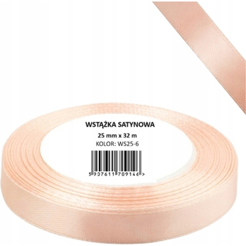 Wstążka satynowa 12mm/32m WS12-6 morelowy BREWIS