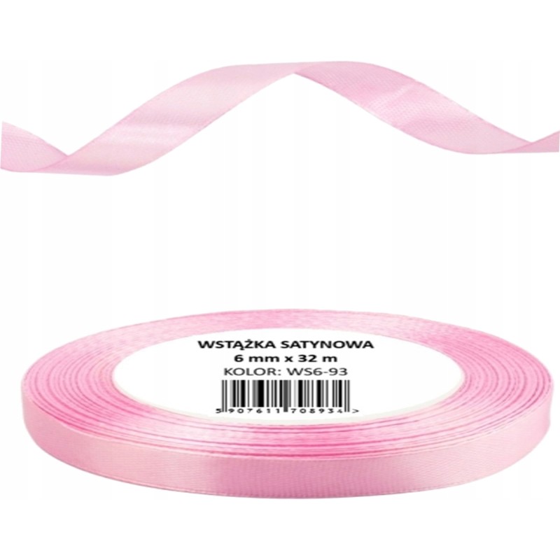 Wstążka satynowa 6mm/32m WS6-93 dziecięcy róż BREWIS