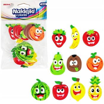 Naklejki z pianki PVC47 Owocowe buźki 22szt. BREWIS