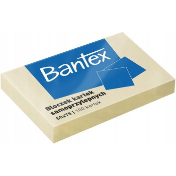 Karteczki samoprzylepne bloczek 50x75mm 100 kartek żółty 400086385 BANTEX