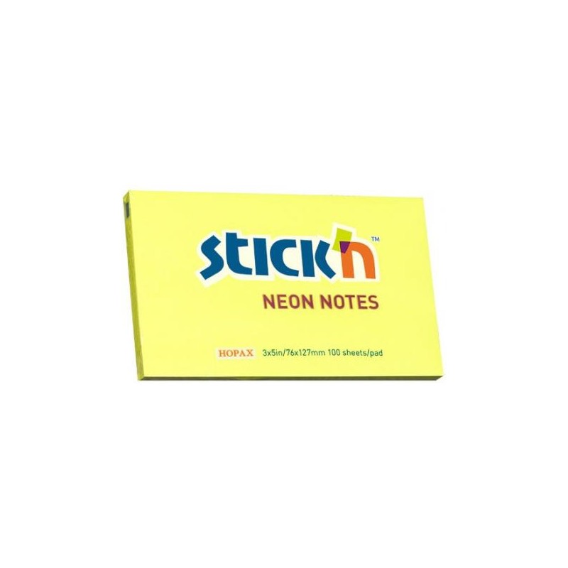 Bloczek STICK"N 127x76mm żółty neonowy 100k 21135 STICK"N