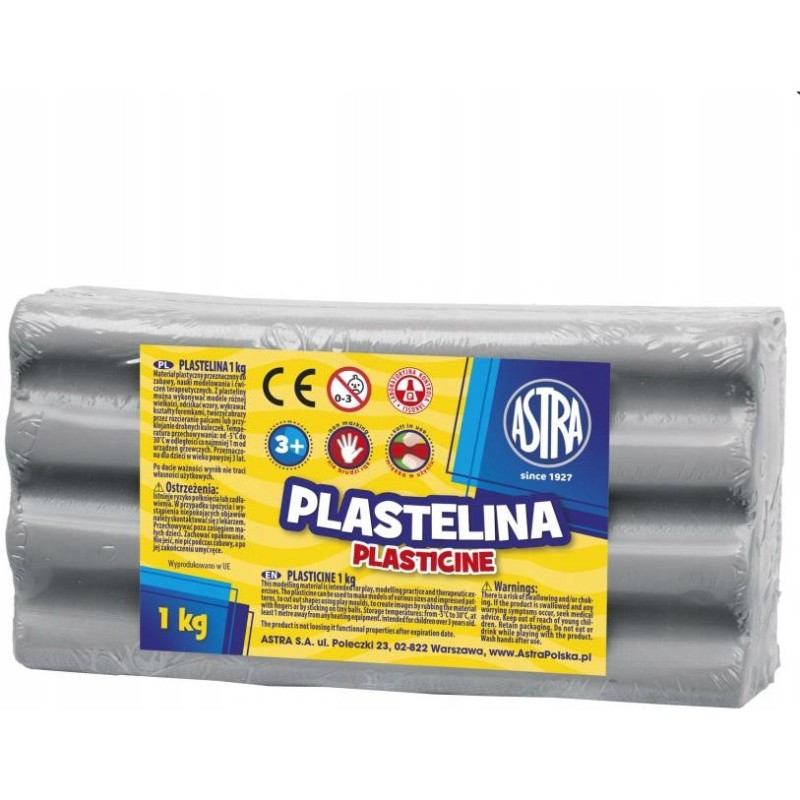Plastelina szkolna dla dzieci 1kg popielata 303111023 ASTRA