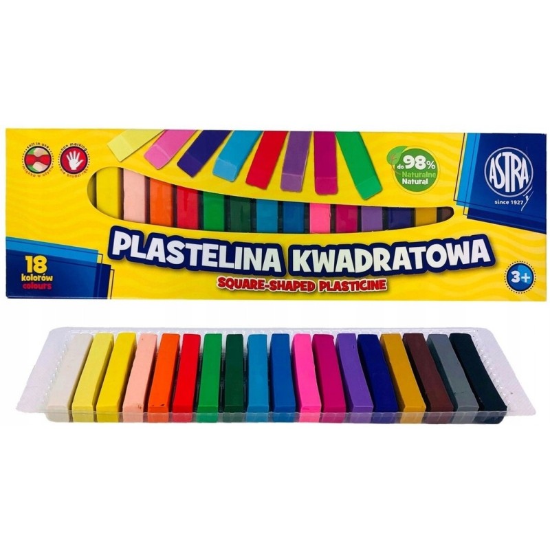 Plastelina dla dzieci kwadratowa 18 kolorów zestaw 83814904 ASTRA