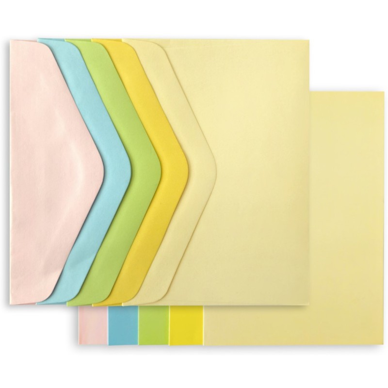 Koperta C6 + karnet Gładki mix pastelowy 5 kolorów 130g. i 210g. 283108 Galeria Papieru