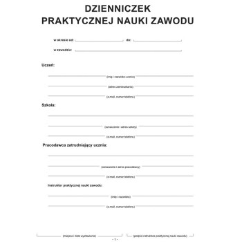 A-102-3 Dzienniczek praktycznej nauki zawodu A5 Michalczyk i Prokop