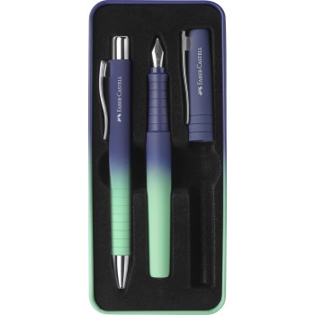 Zestaw POLY Pióro wieczne M + długopis BUZZING BLUE 241055 Faber-Castell