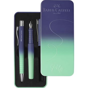 Zestaw POLY Pióro wieczne M + długopis BUZZING BLUE 241055 Faber-Castell