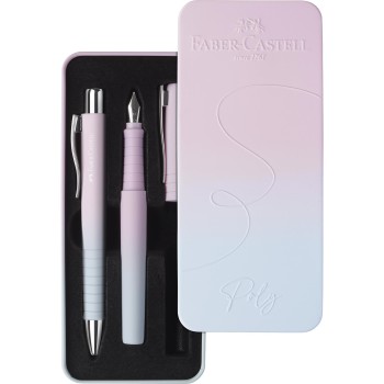 Zestaw POLY Pióro wieczne M + długopis BLUSHING SKY 241054 Faber-Castell