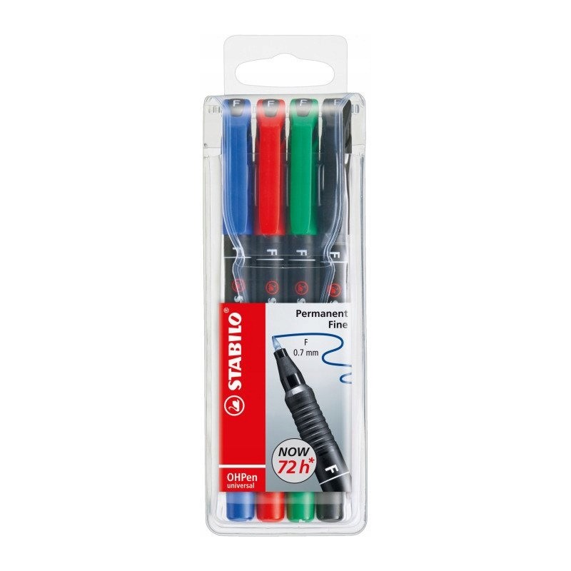 Foliopis STABILO OHPen F niezmywalny 0.7mm 4sztuki.w etui 842/4
