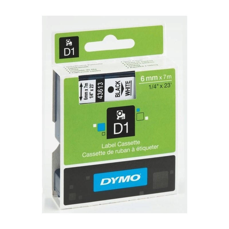 Taśma 6mm/7m czarny /biała 43613 DYMO S0720780