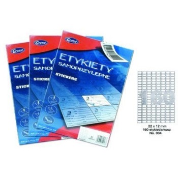 Etykiety samoprzylepne 034 22x12mm 160etykiet (100ark.) 150-1061 GRAND