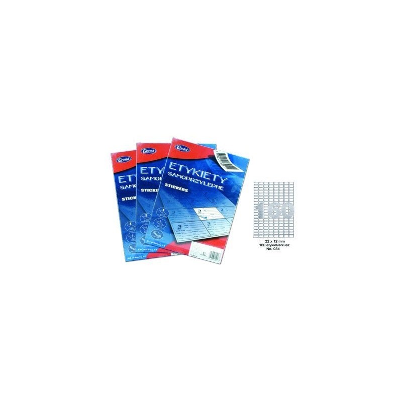 Etykiety samoprzylepne 034 22x12mm 160etykiet (100ark.) 150-1061 GRAND