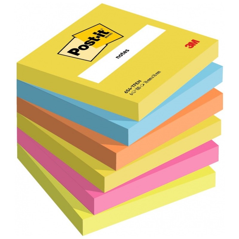 Bloczek samoprzylepny POST-IT 76x76mm mix kolorów 100 kartek 7100317840 3M